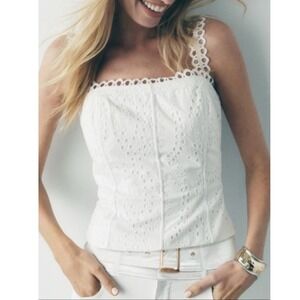 NWT White House Black Market Eyelet Bustier Top White 2P Lace Corset Romantic